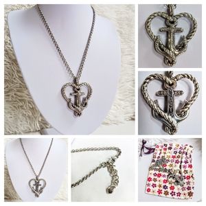 Brighton Necklace Silver Seas the Day Anchor Heart with Pouch